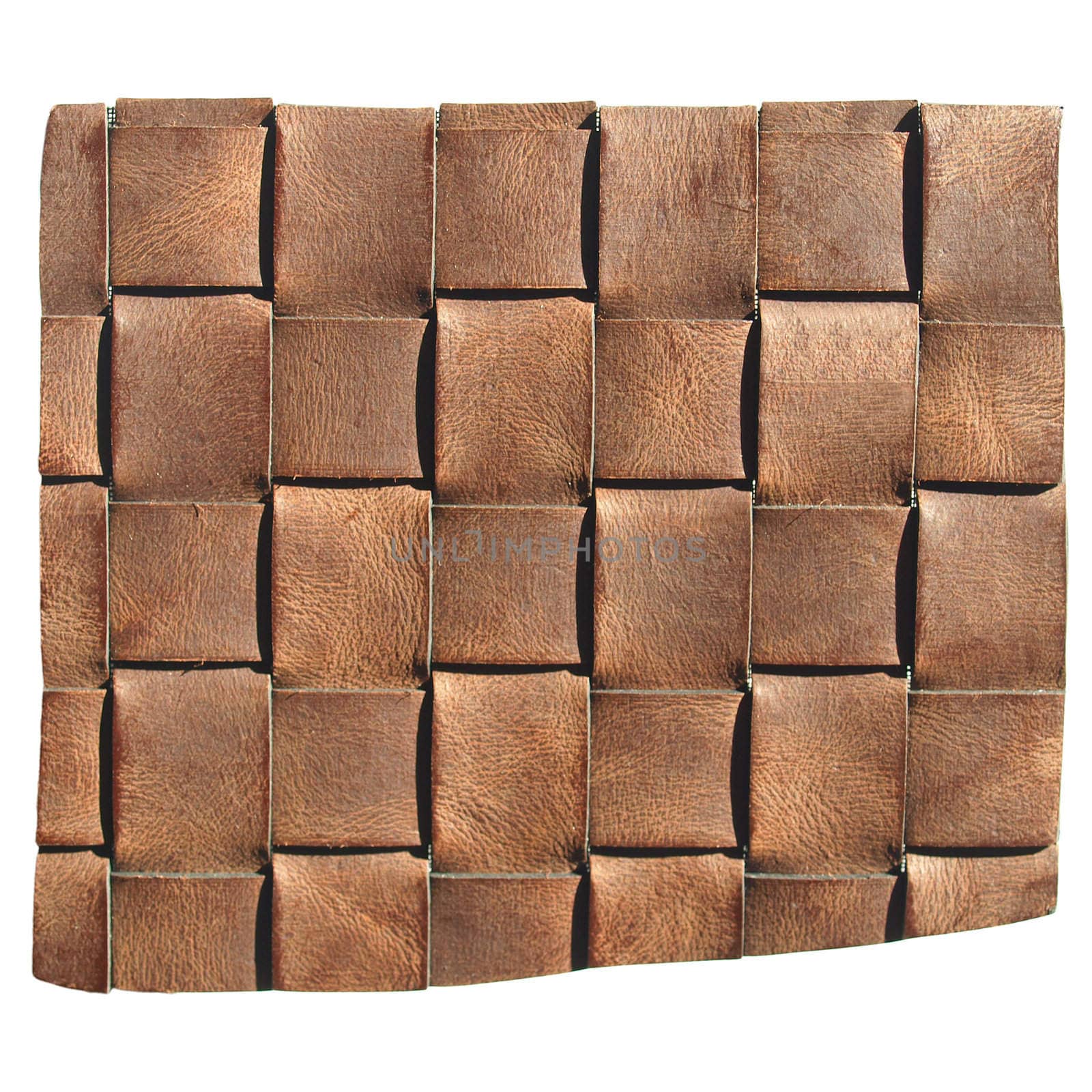 A leather fiber sample - isolated over white background