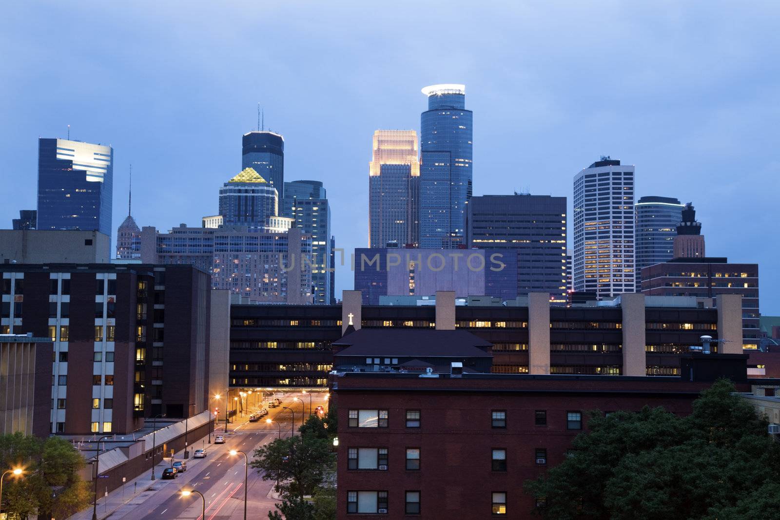 Blue evening in Minneapolis, Minnesota.