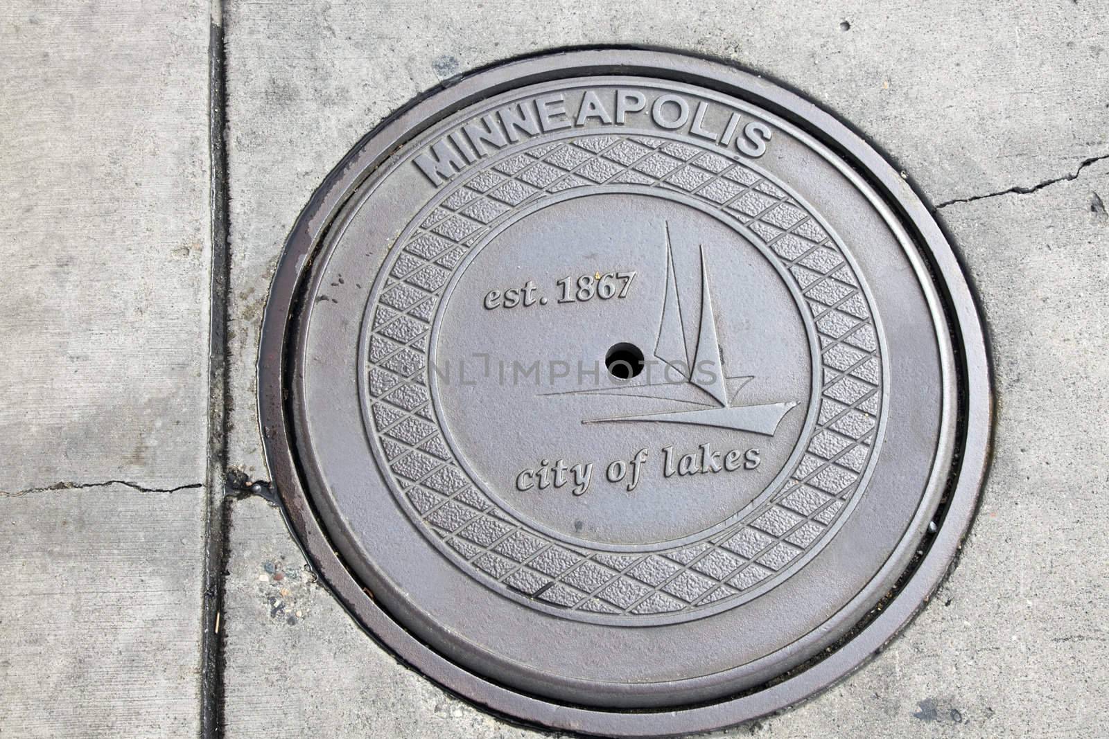 Manhole seen in Minneapolis, Minnesota.