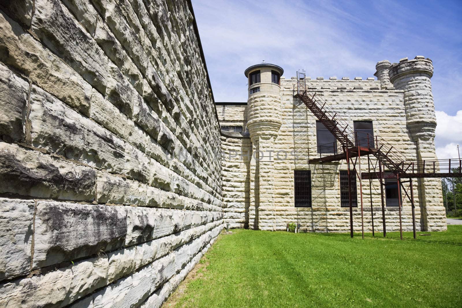 Walls of historic Jail in Joliet by benkrut