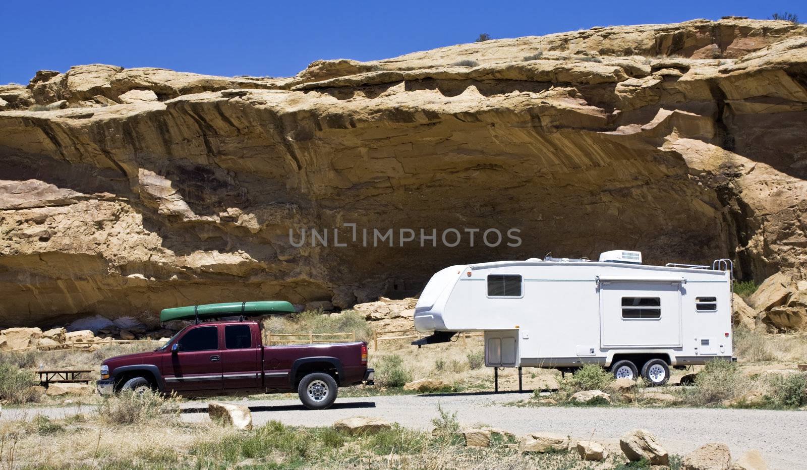 Camping in Chaco Culture National Historic Park, New Mexico.