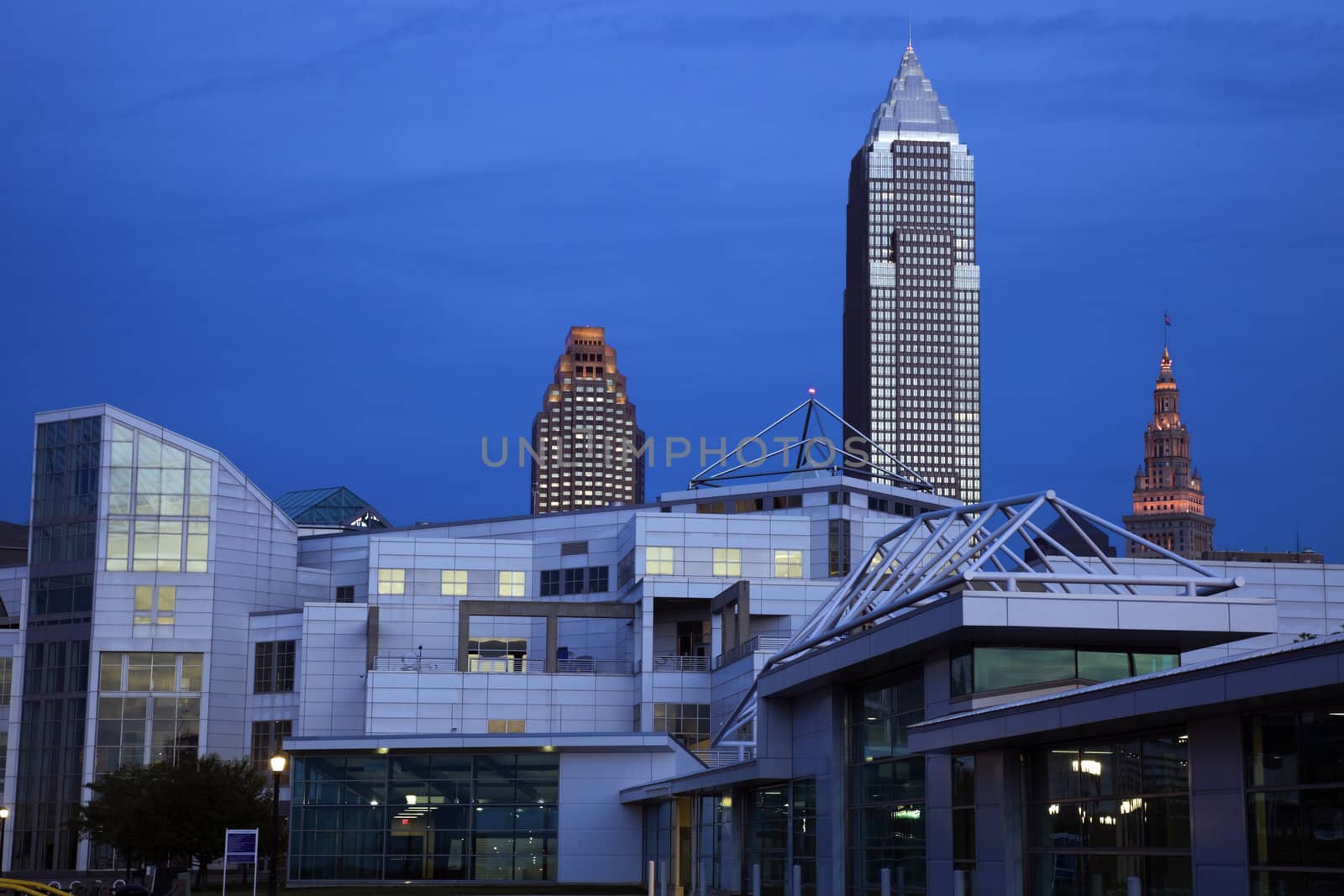 Cleveland, Ohio, USA after sunset