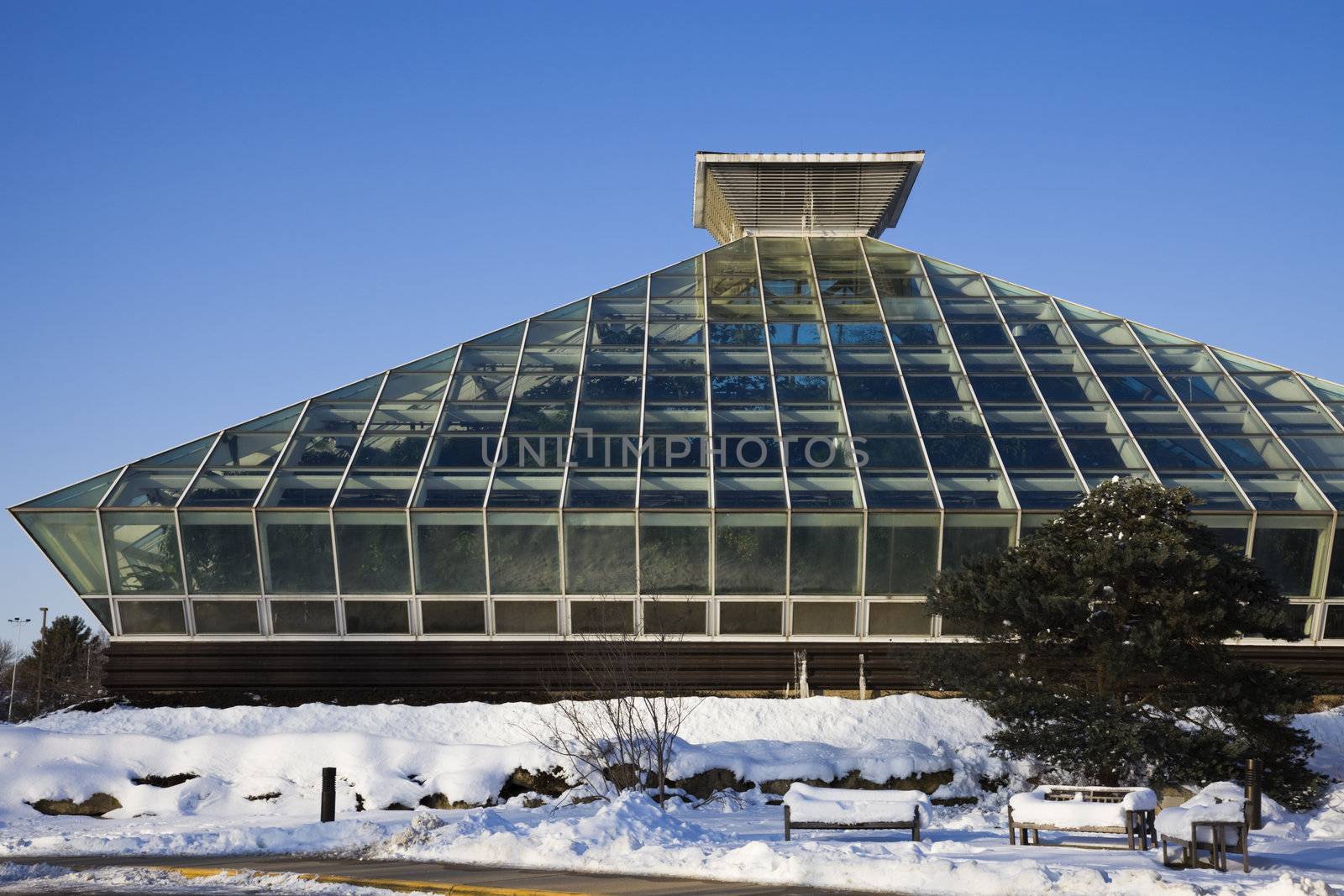 Greenhouse in Madison, Wisconsin - winter time.