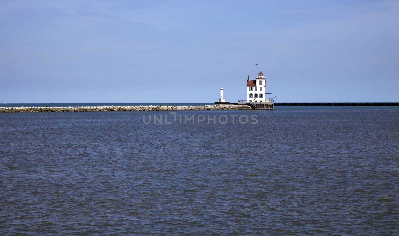 Distant view of Lorain Lighthouse