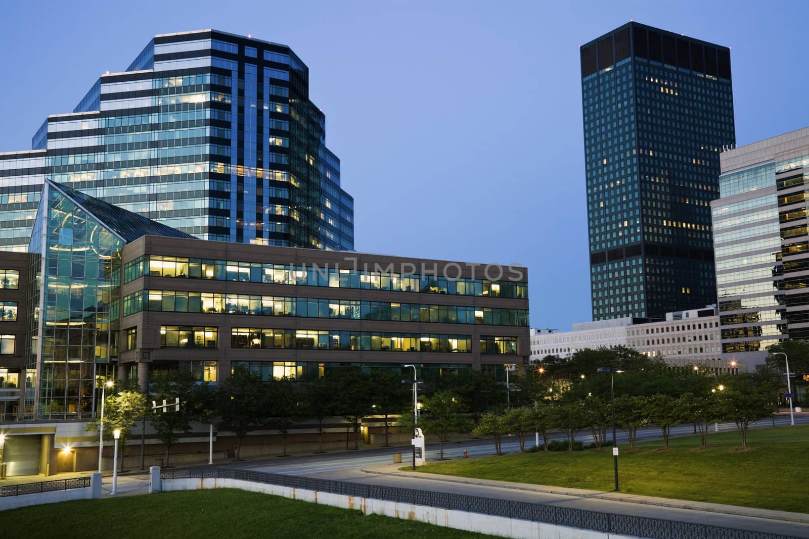 Evening in downtown Cleveland, Ohio.