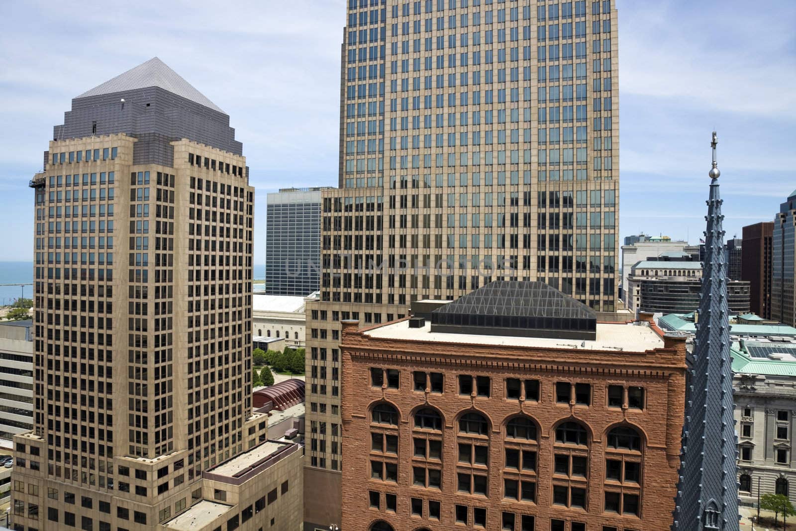 Aerial view of downtown Cleveland, Ohio.