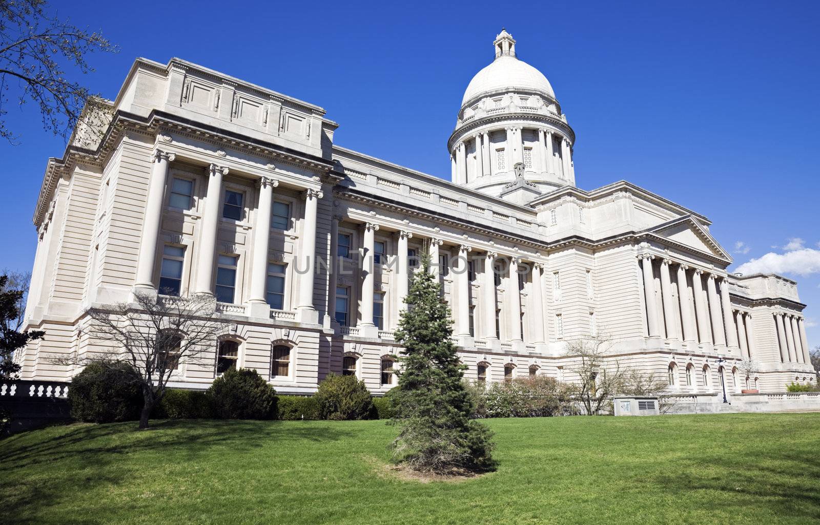 Facade of State Capitol in Frankfort, Kentucky.