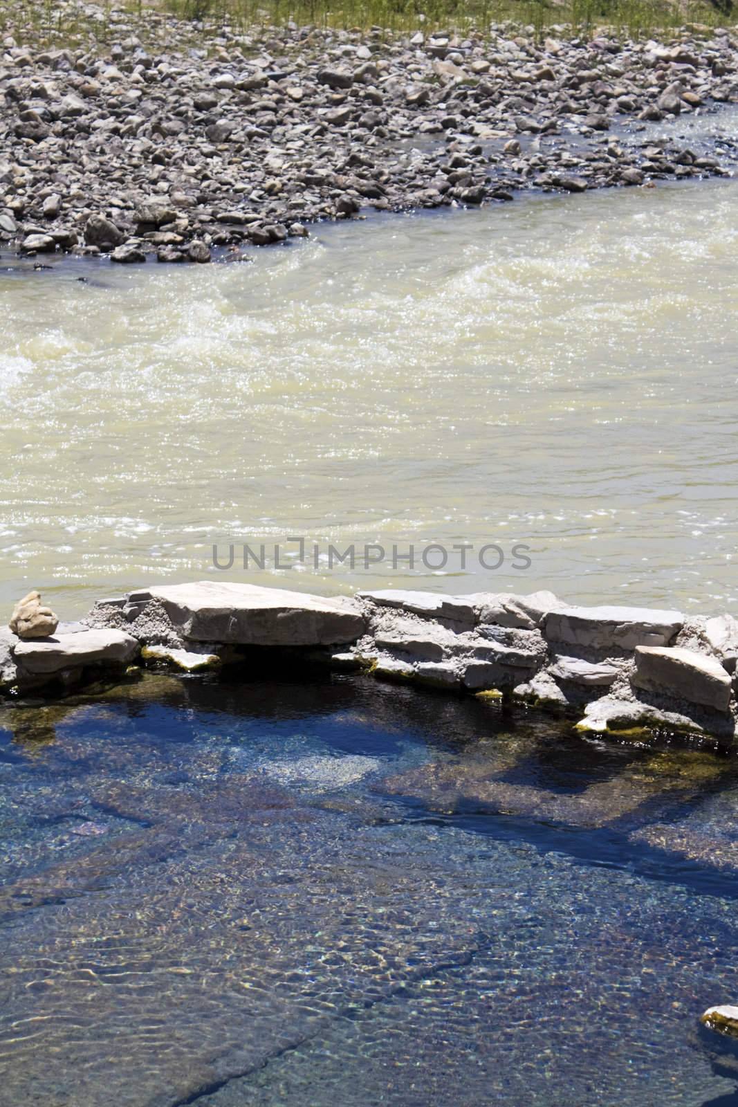 Hot Springs pool and Rio Grande in Big Bend National Park.