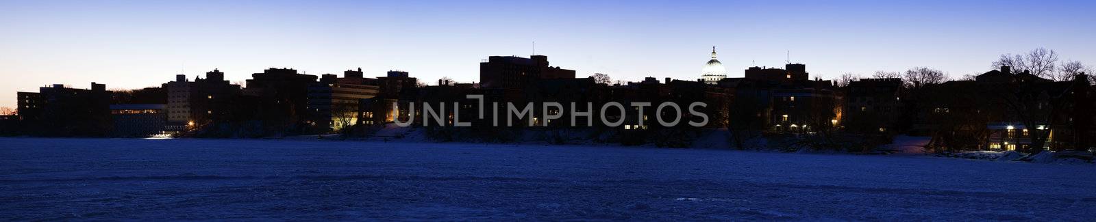 Downtown Madison seen from Frozen Lake Mendota by benkrut