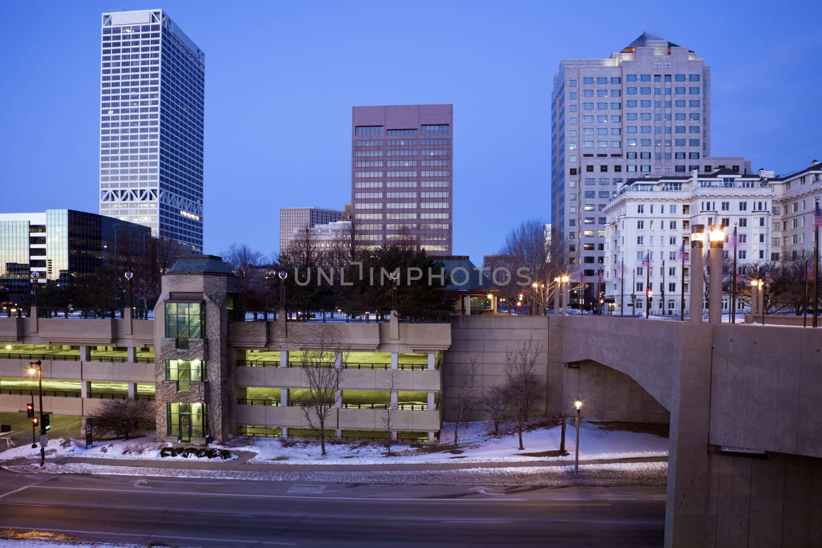 Blue morning in downtown Milwaukee, Wisconsin.