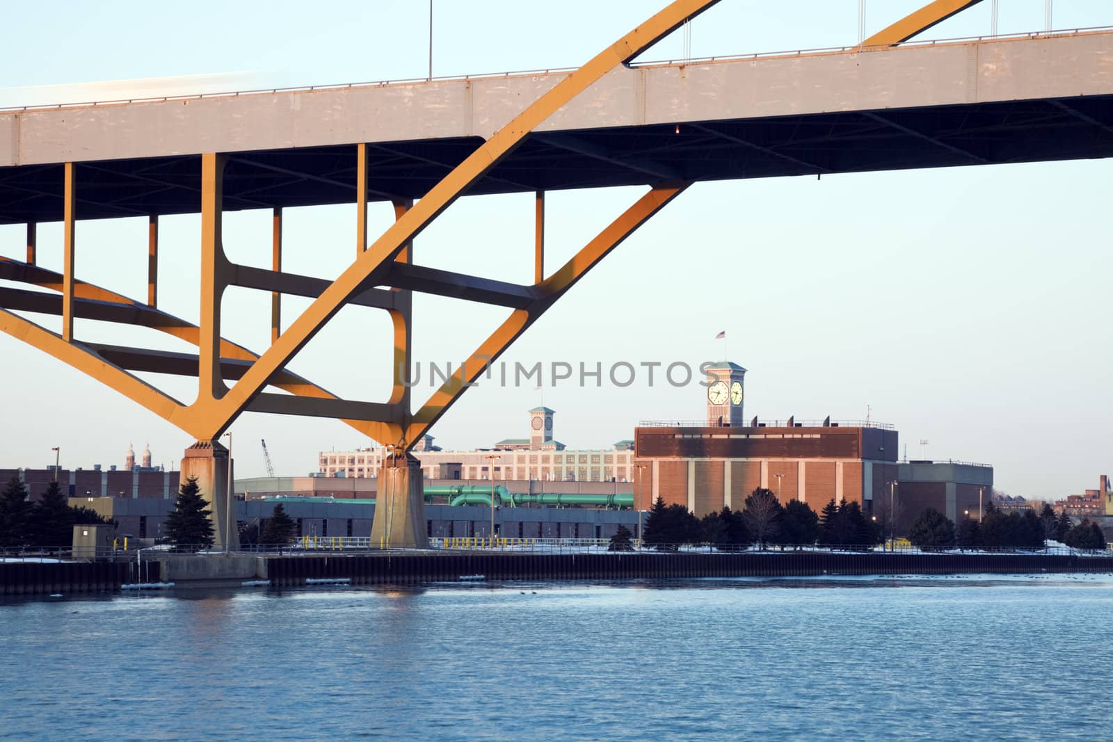 Clock Tower under the bridge - Milwaukee, Wisconsin.