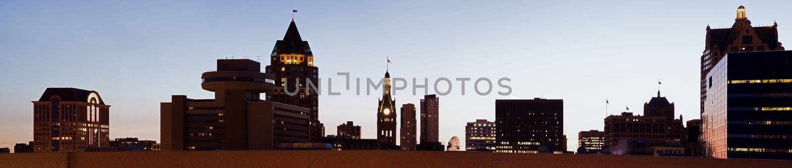 Panoramic Milwaukee, Wisconsin. Morning time.