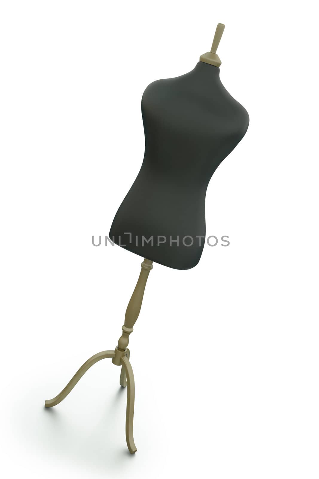 Black clothing mannequin on white background. 3D render