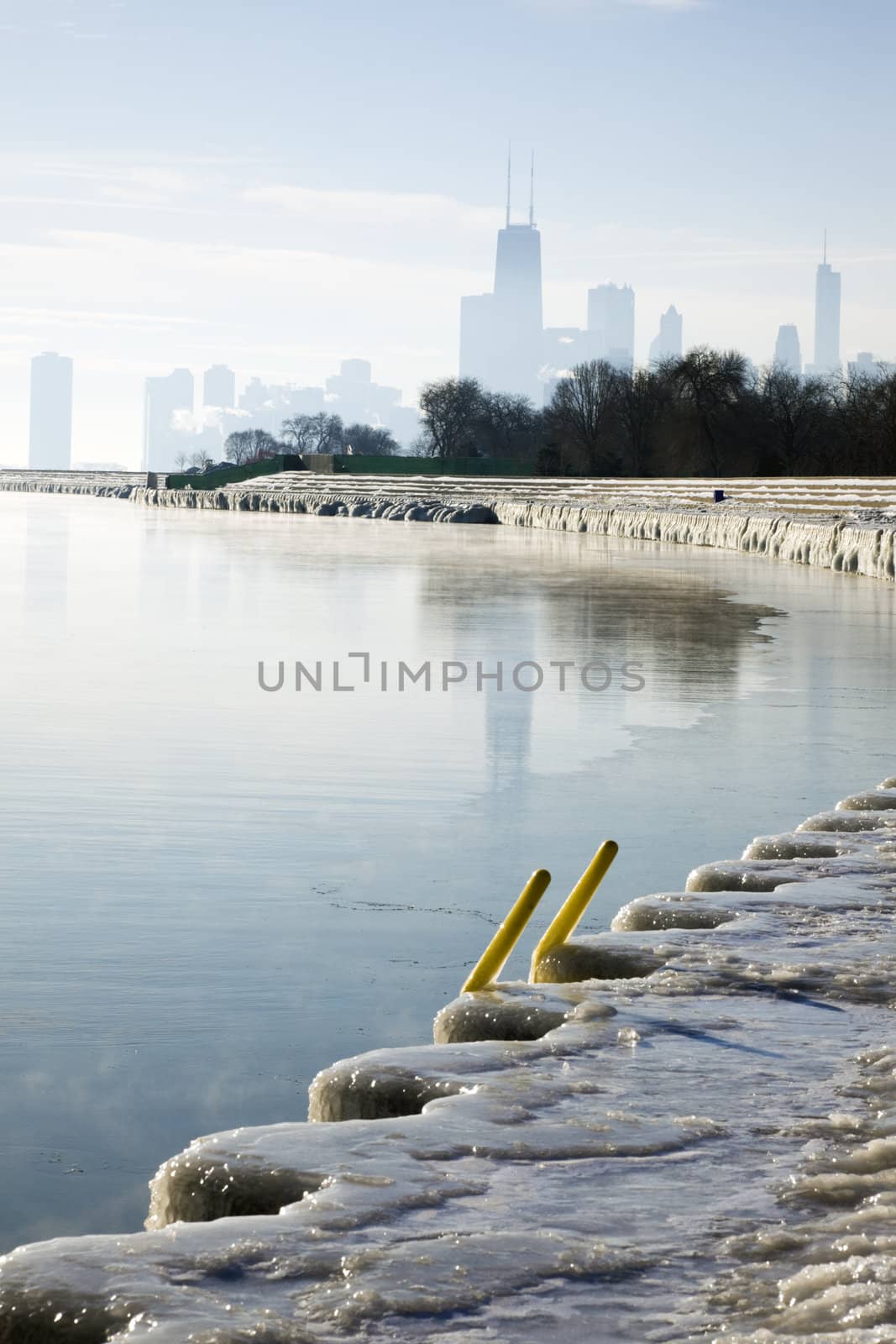 January morning in Chicago - silhouette of downtown in the background.