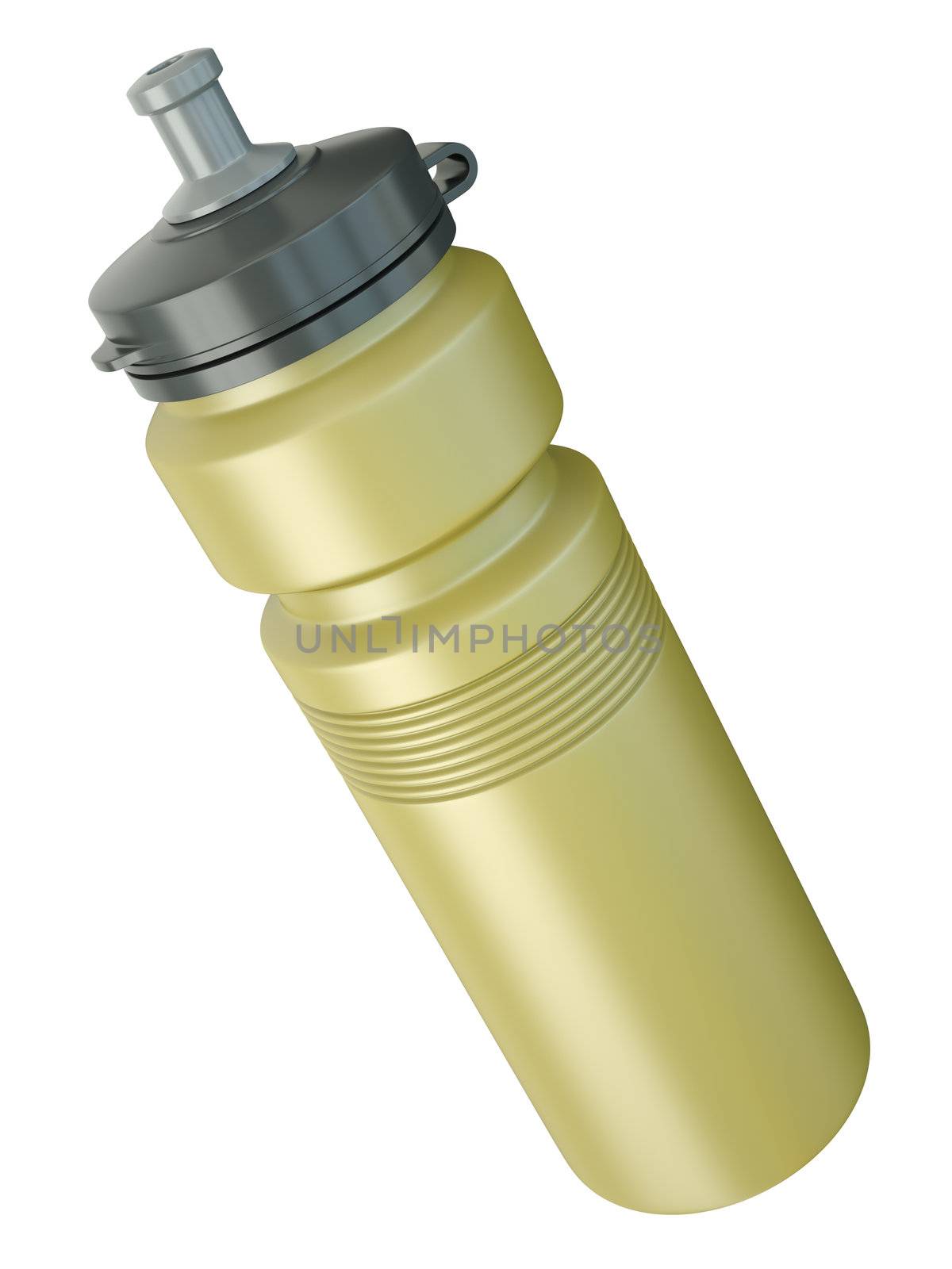 Yellow sports water bottle. 3D render.