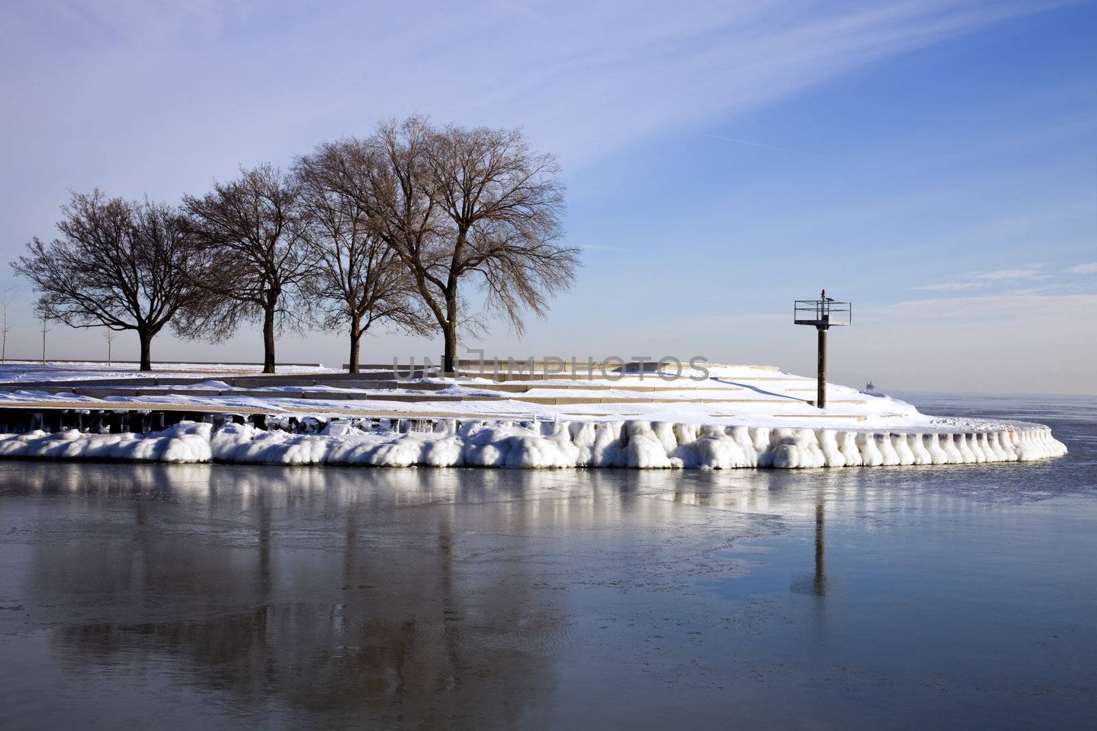 Port entry from Lake Michigan - winter time.