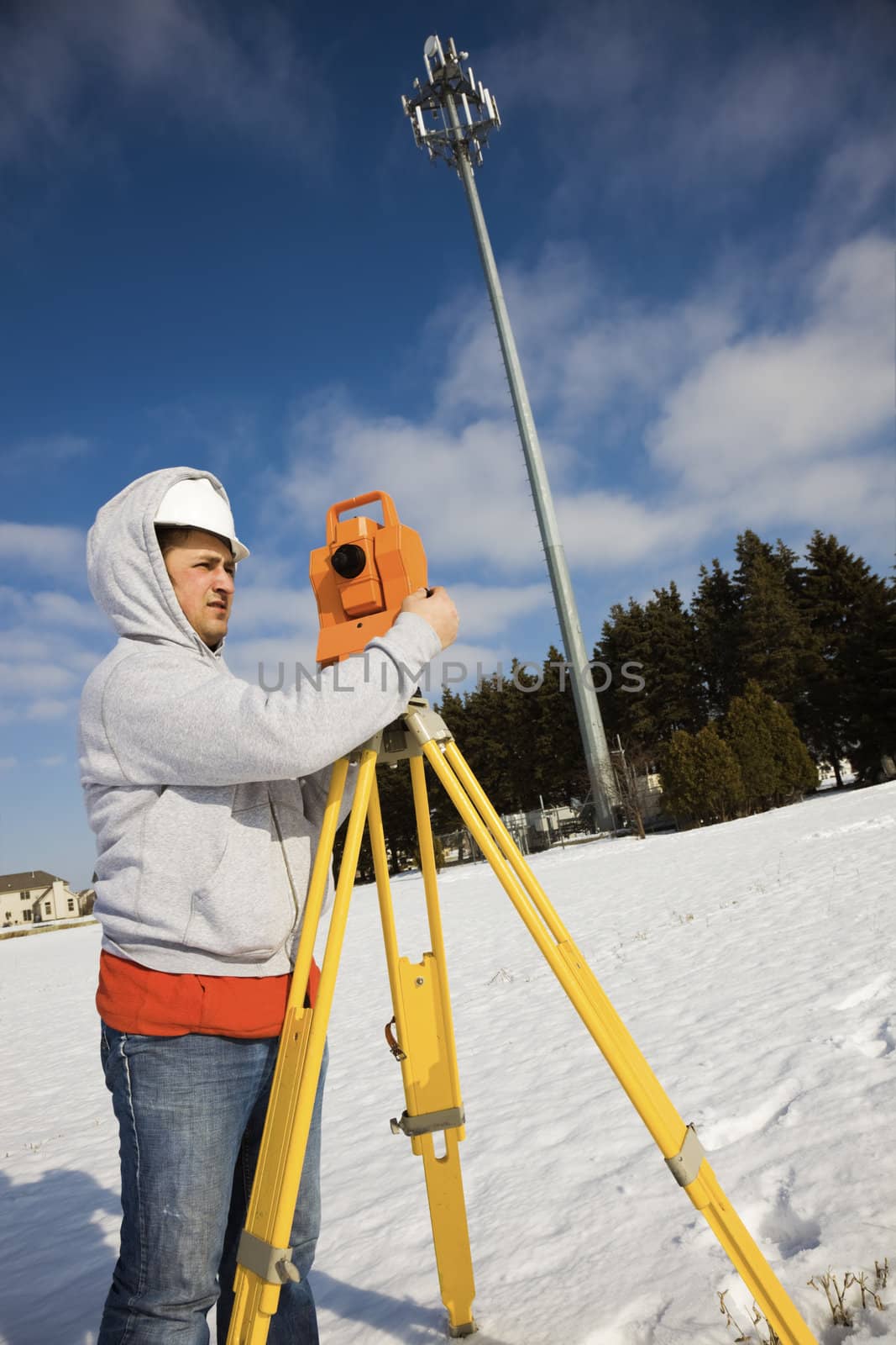 Surveying cellular compound - winter time.