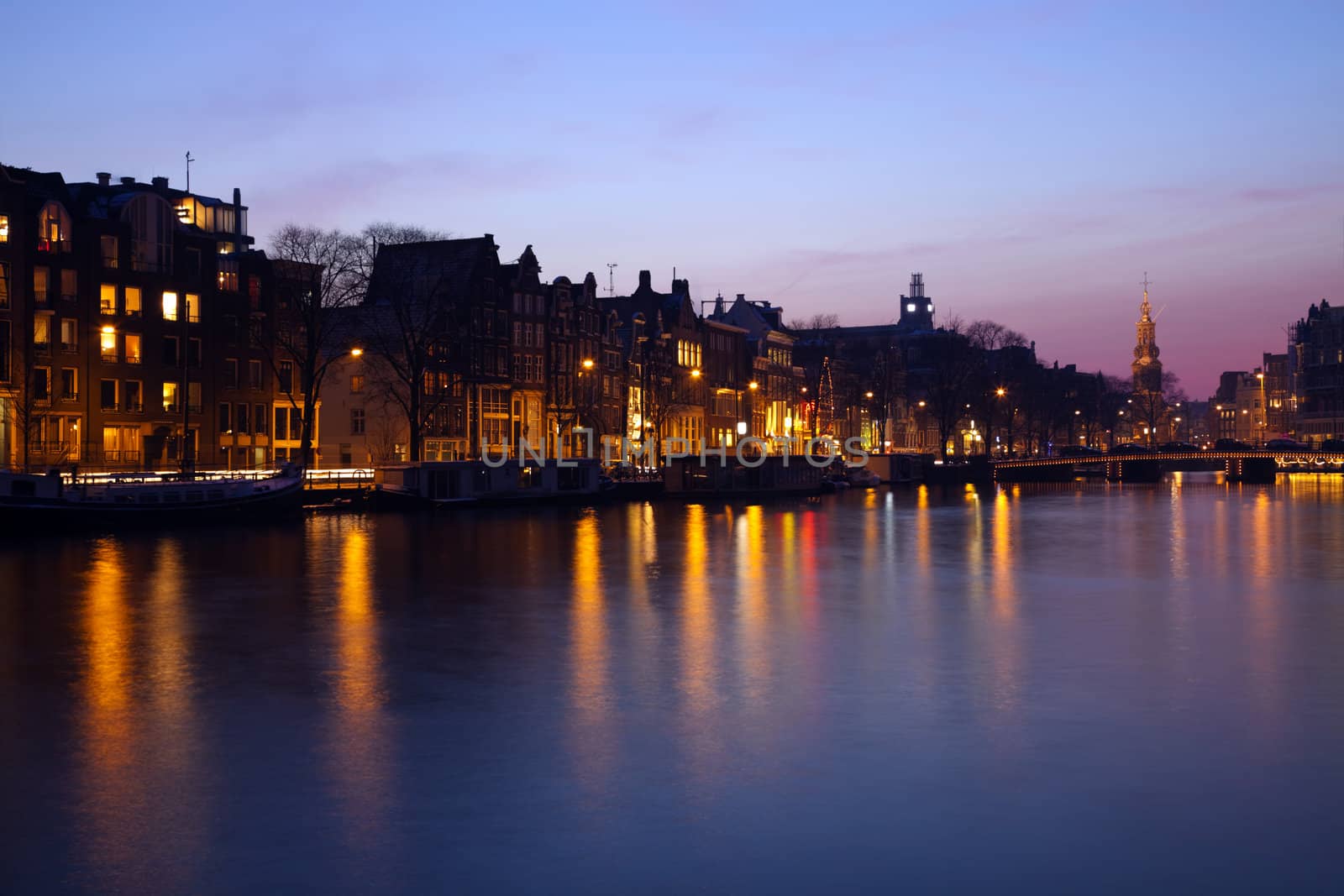 Evening in Amsterdam - seen during the winter.