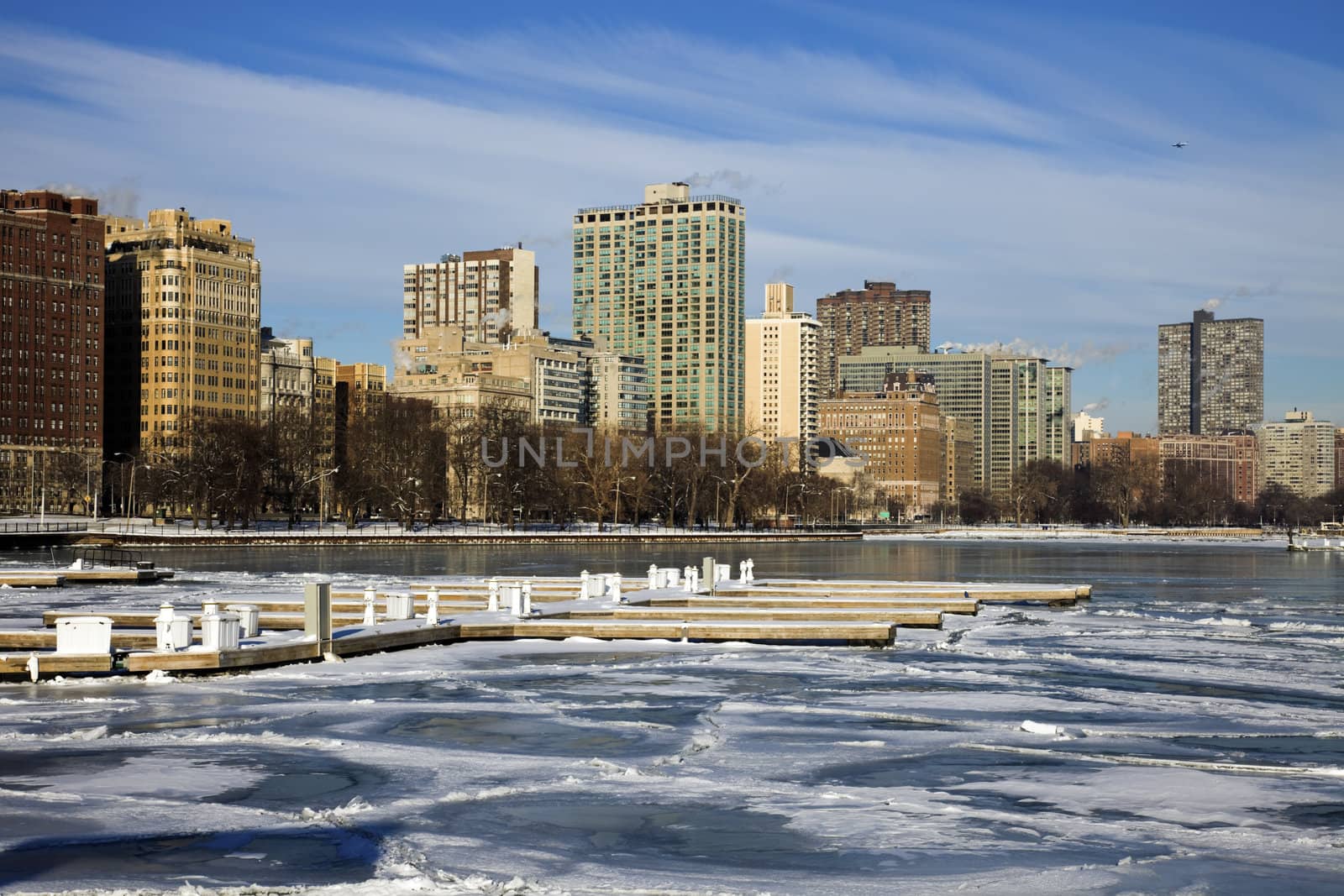 Iced marina in Chicago by benkrut