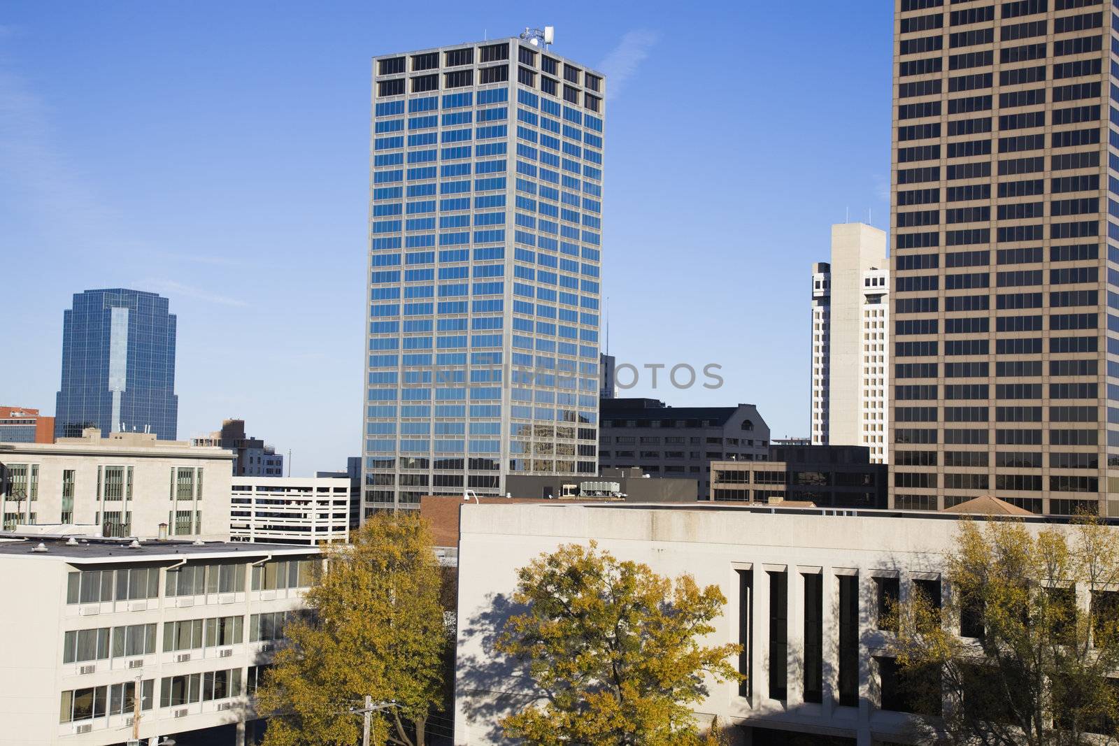 Skyscrapers in Little Rock, Arkansas. Morning time.