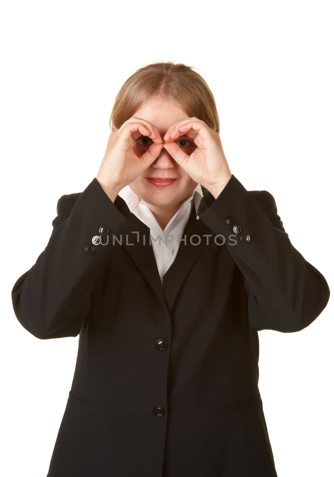 young business woman hands like binoculars by clearviewstock