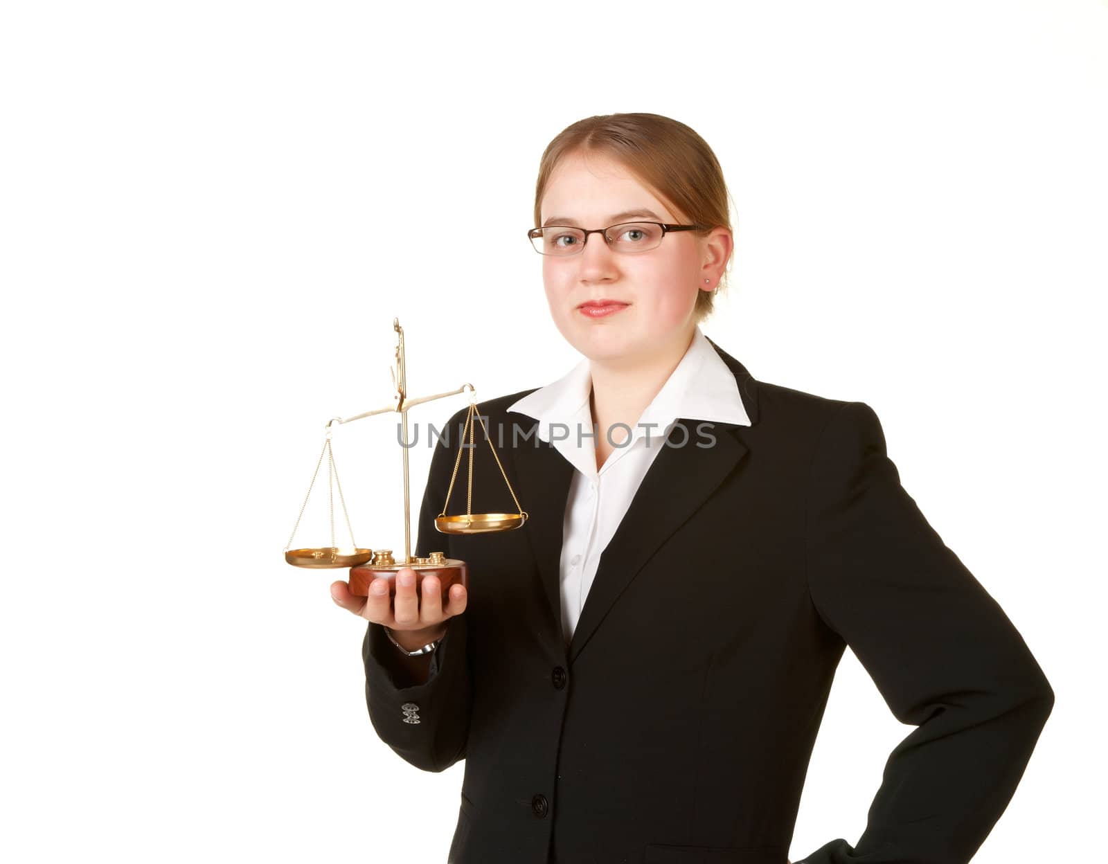 young business woman with scales by clearviewstock
