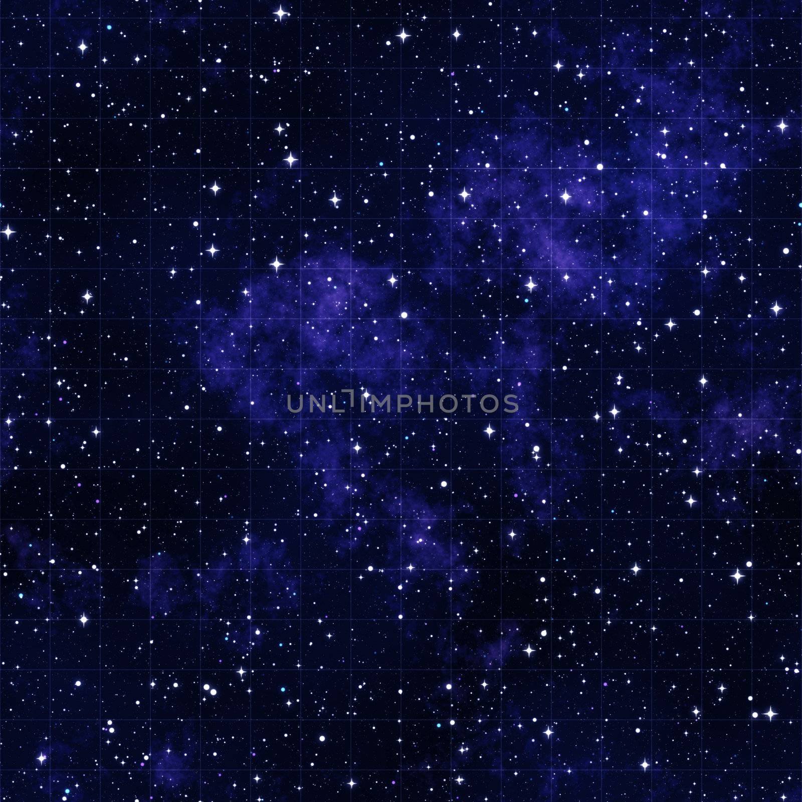 starmap outer space stars and clouds with grid