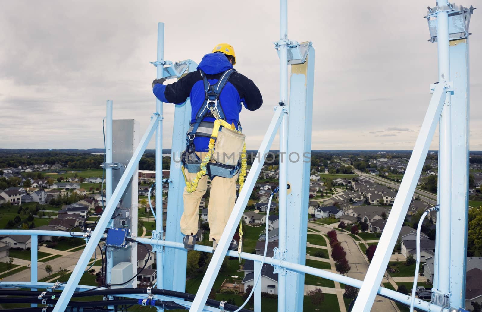 Working on the heights - top of the water tower.