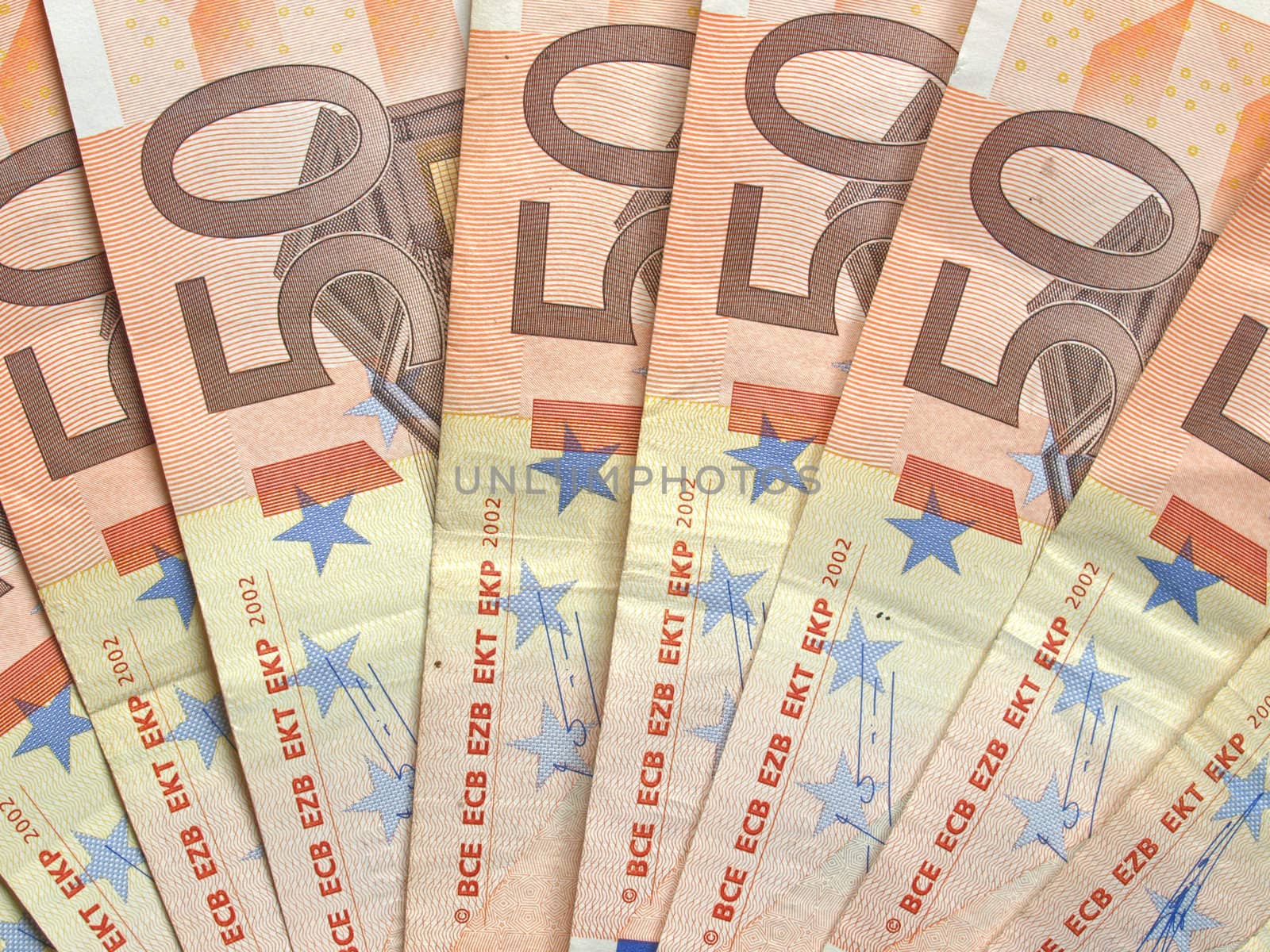 Range of 50 Euro banknotes useful as a background