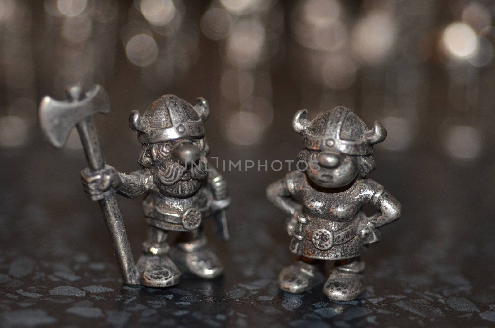 A couple of viking figurines.