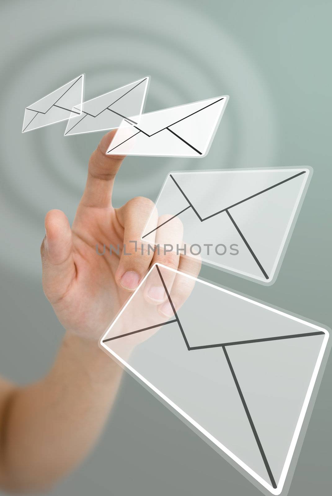 Hand choosing email with wave effect, Email concept