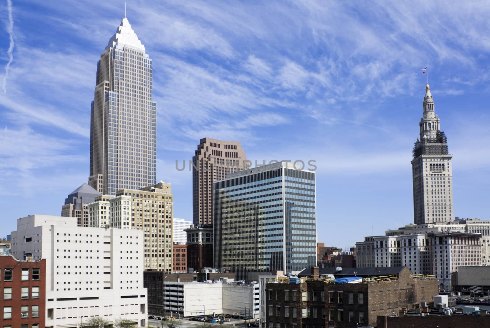 Downtown Cleveland during spring day.