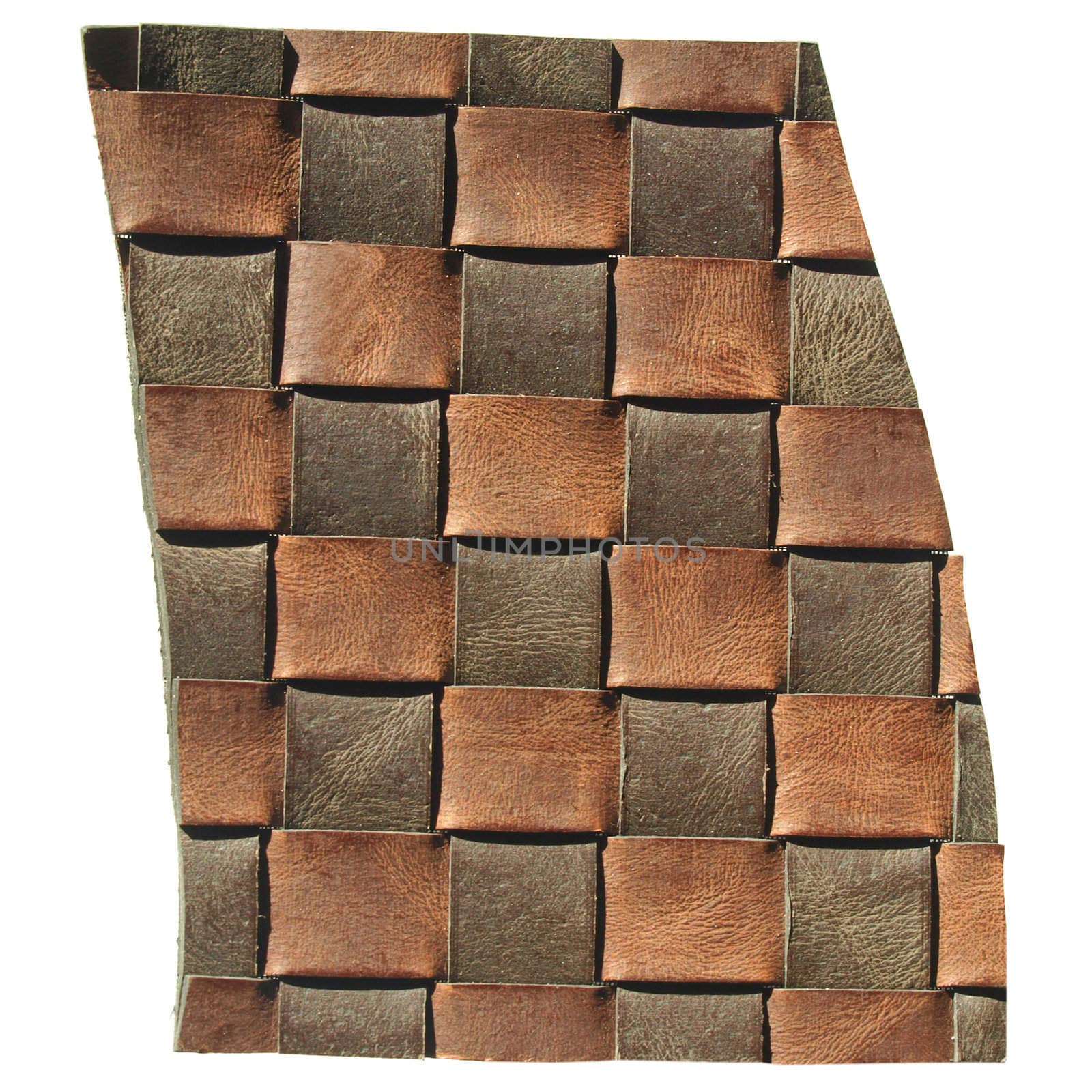 A leather fiber sample - isolated over white background