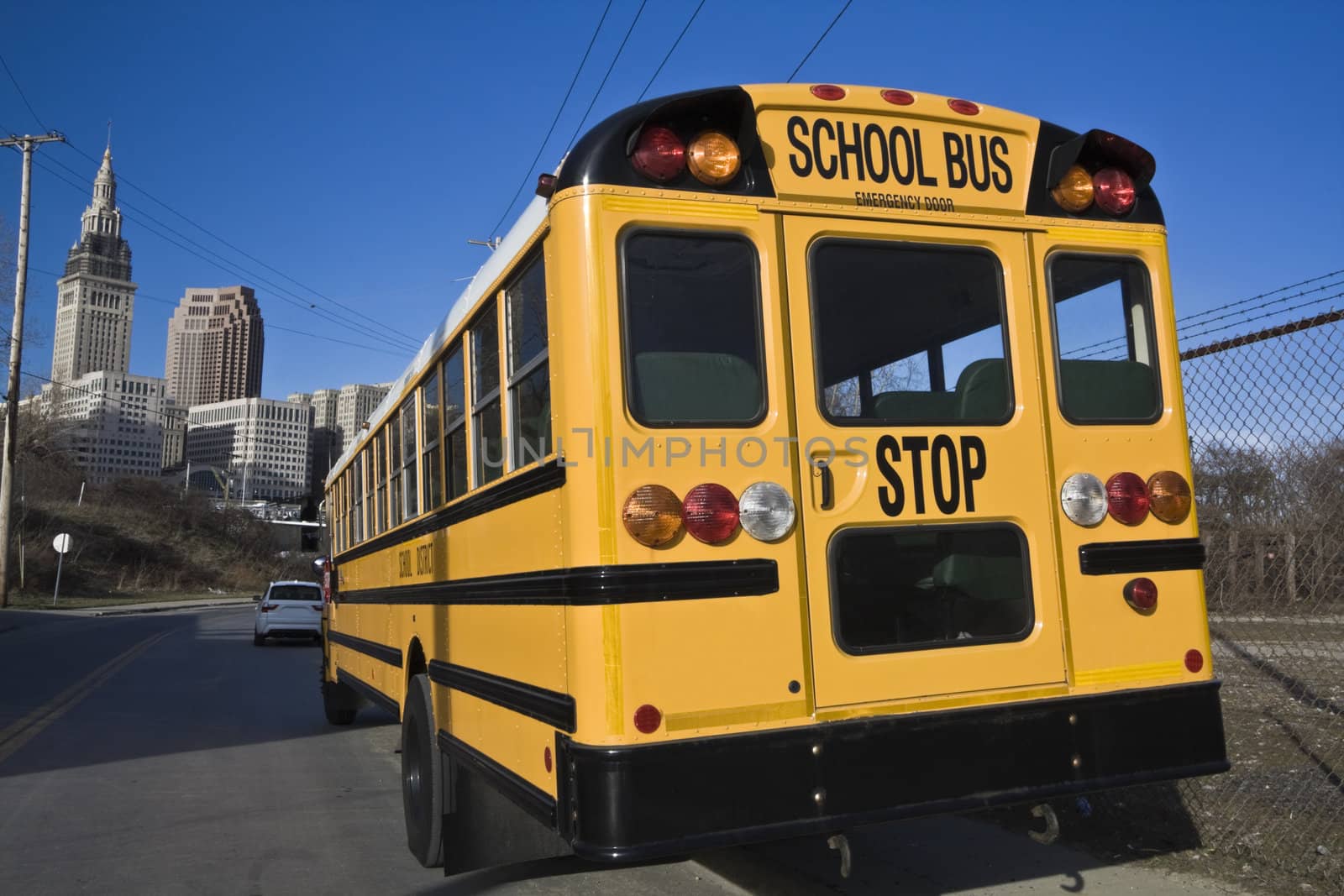 School Bus in Downtown Cleveland.