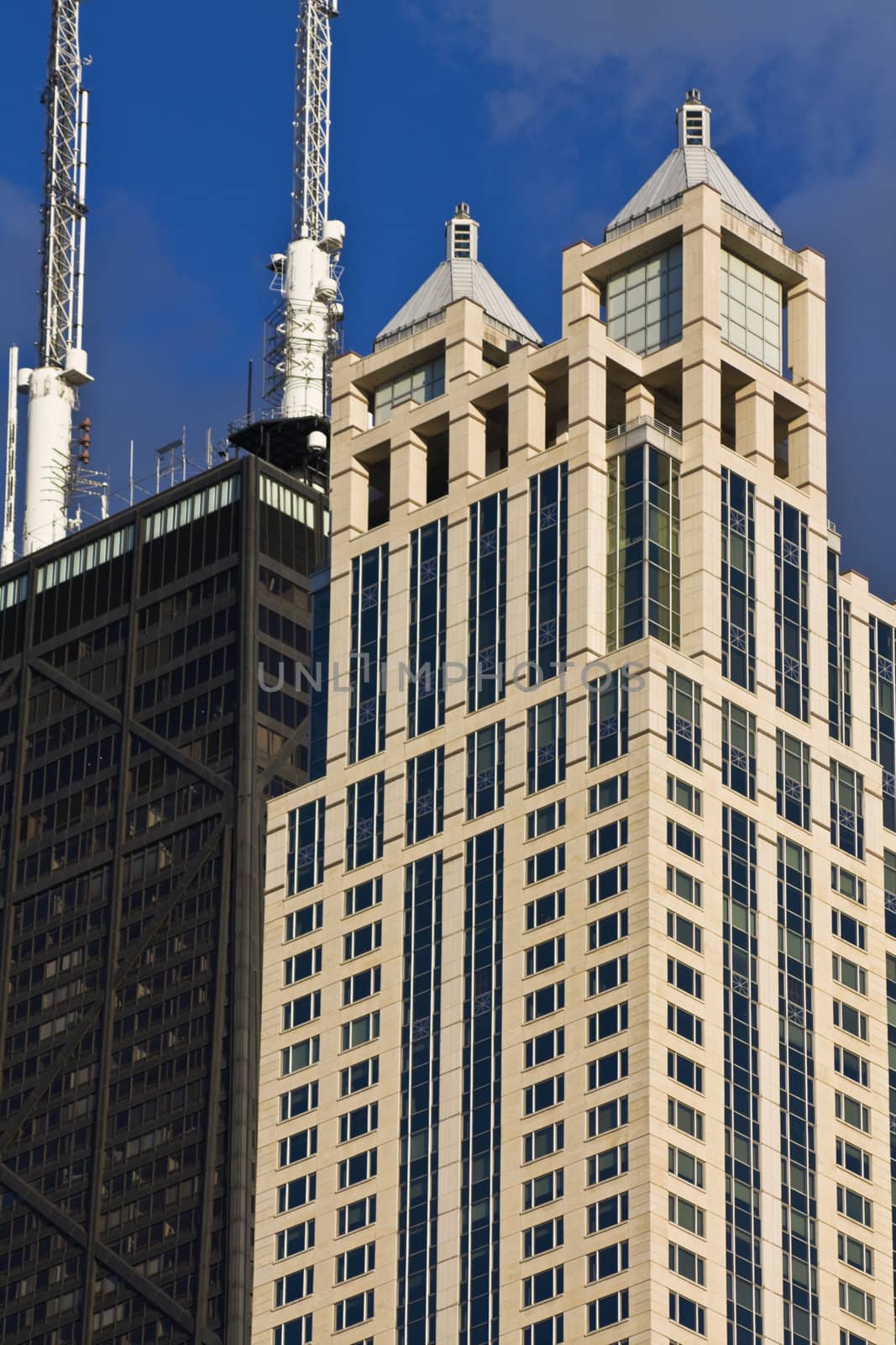 Architecture of Chicago, IL late afternoon.