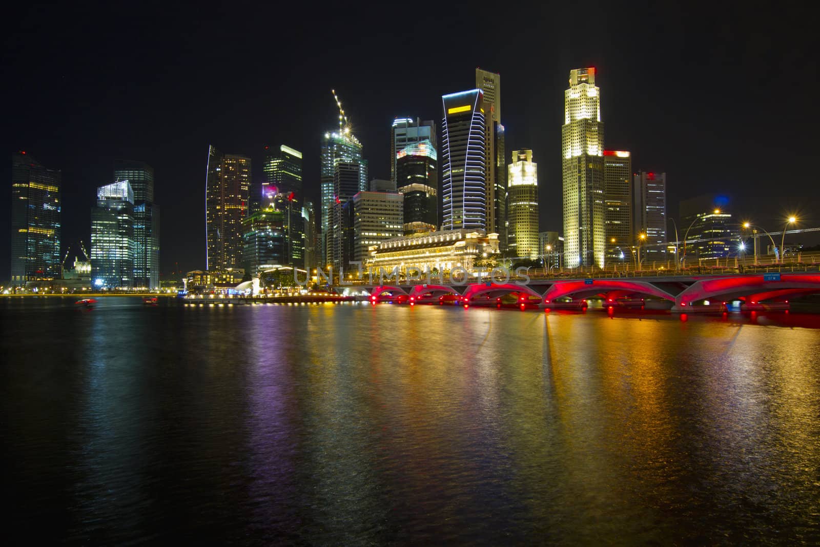 Singapore City Skyline by Marina Bay Esplanade at Night 2