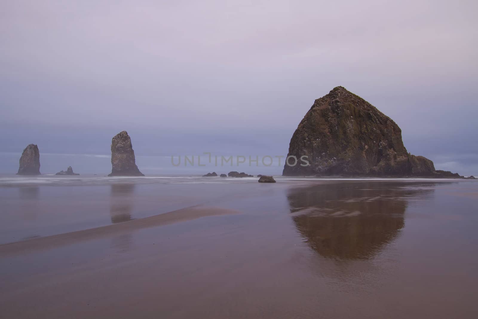 Foggy Morning by Haystack Rock at Cannon Beach Oregon