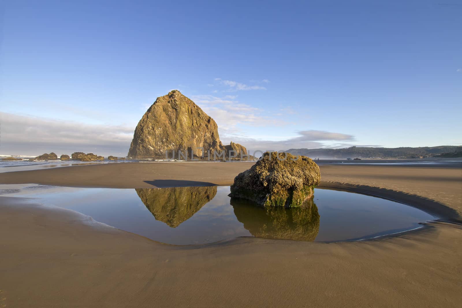 Reflection of Haystack Rock at Cannon Beach by Davidgn