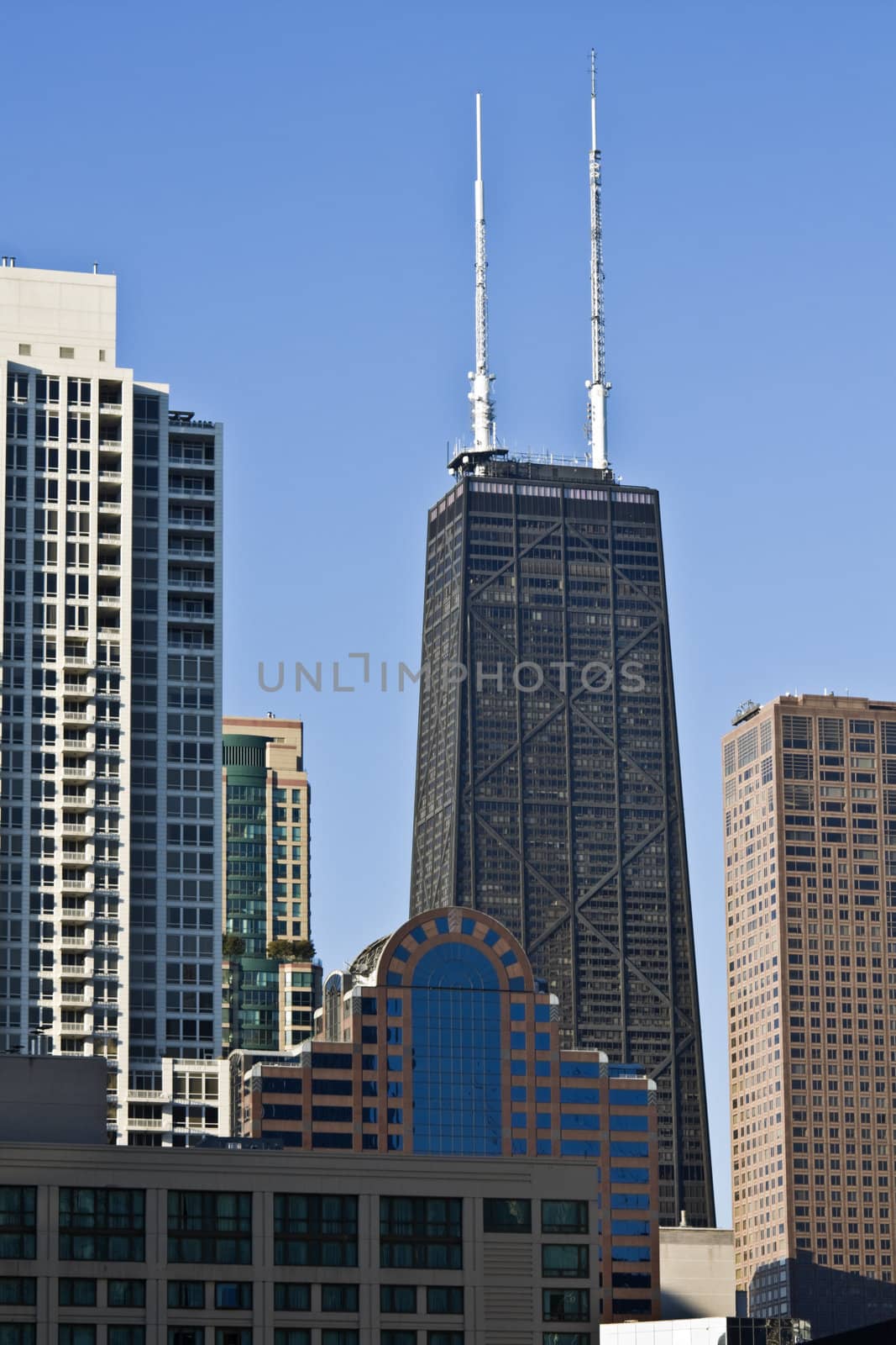 Hancock betweetn other buildings - Chicago, IL.