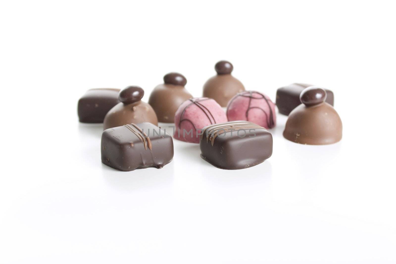 Gourmet Chocolates on White by charlotteLake