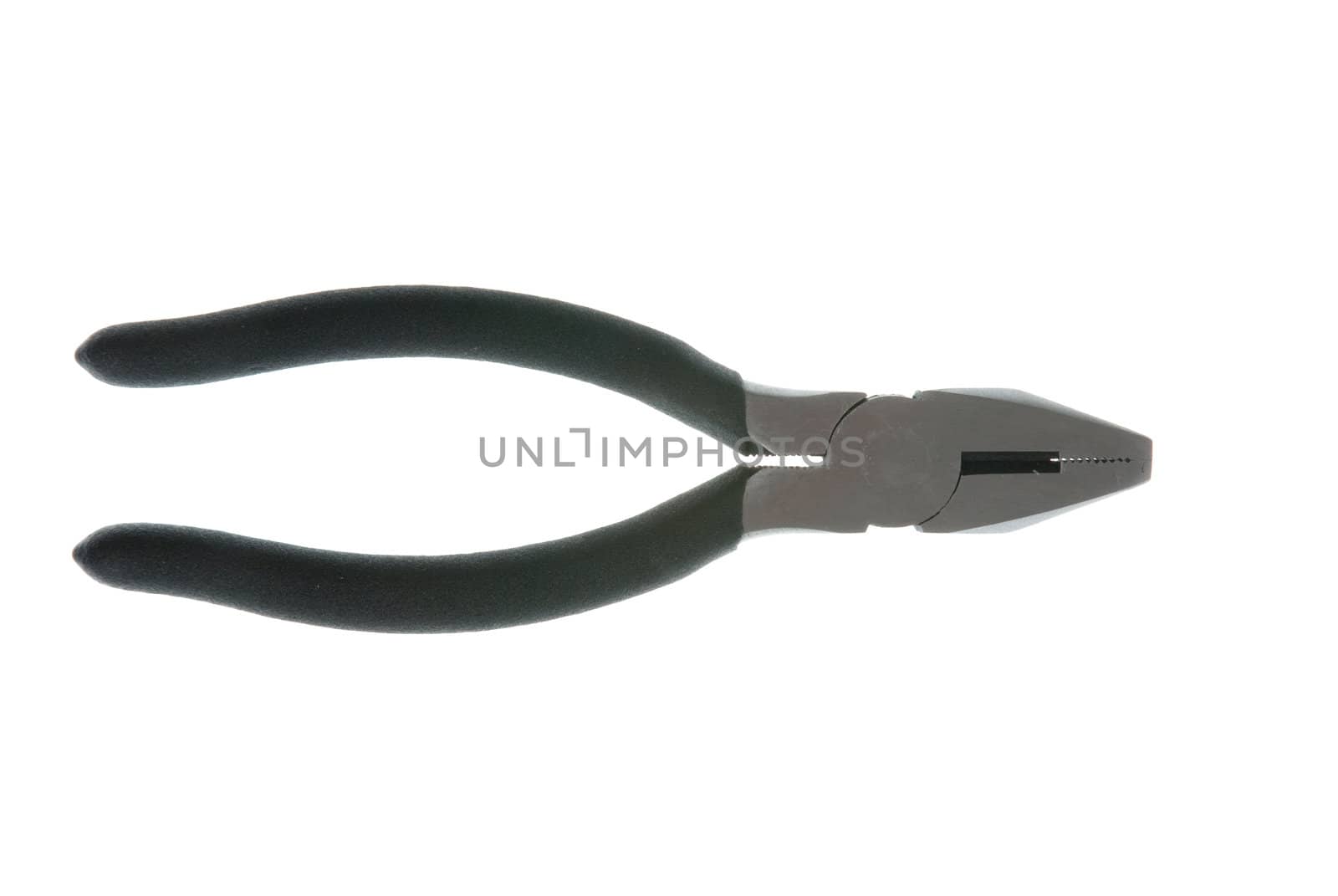 Black pliers isolated on a white background.