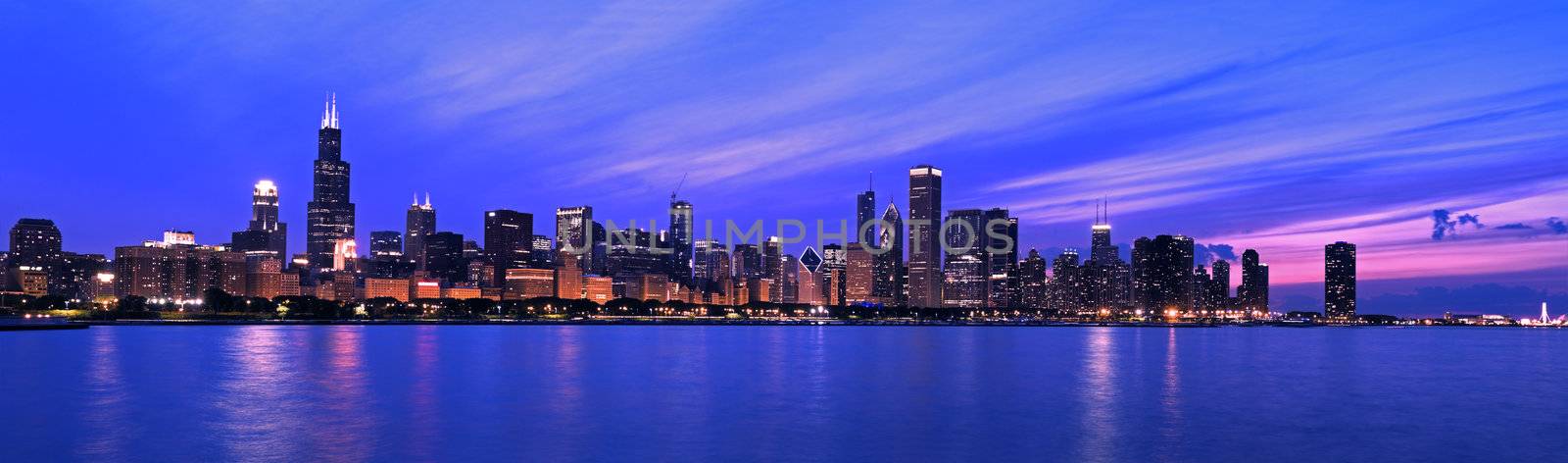 XXL - Famous Chicago Panorama. Night Time.