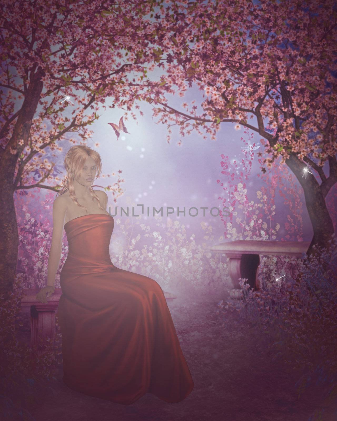 3d render of a woman in a gown 