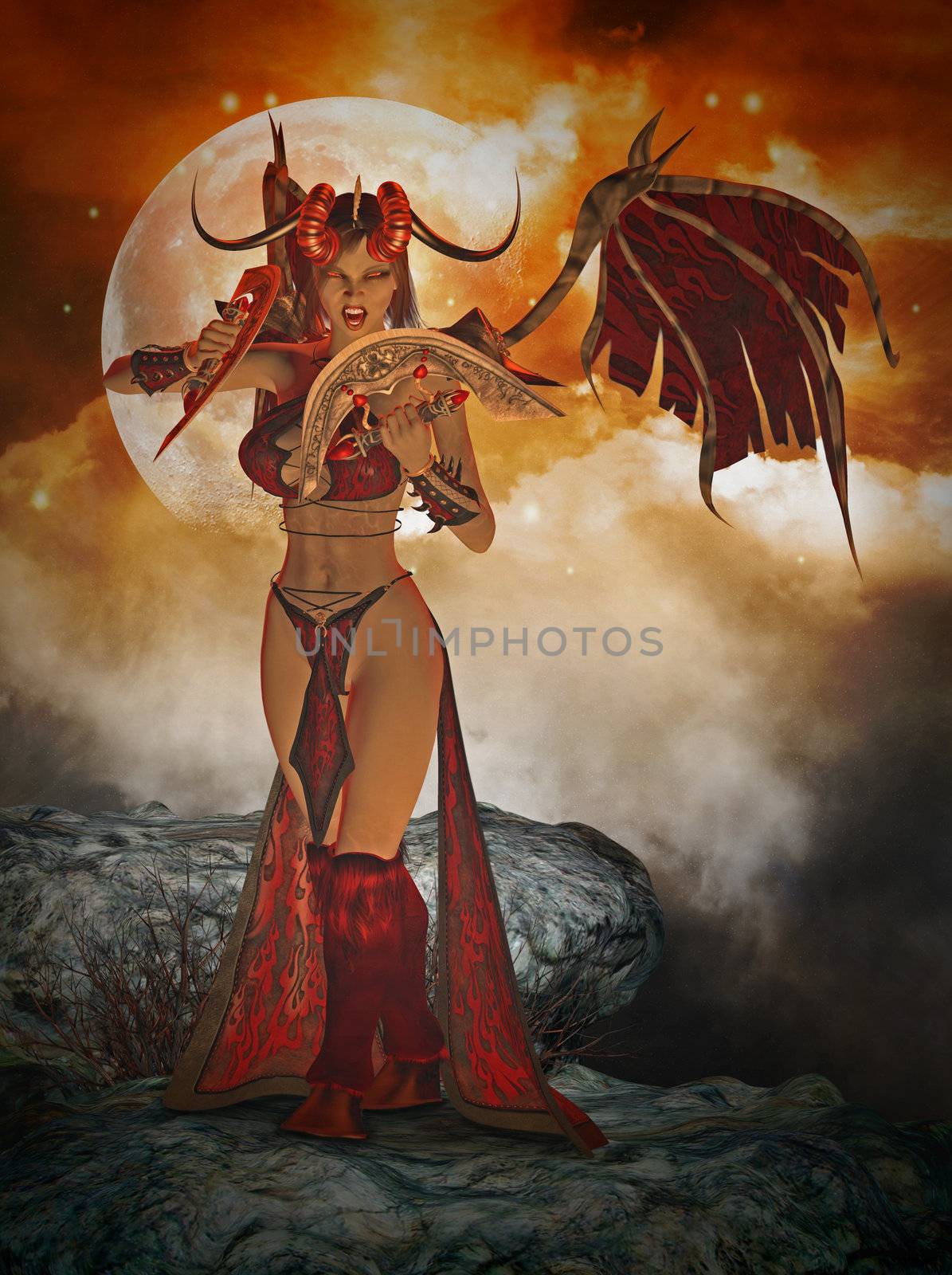 3d render of a sexy daemon