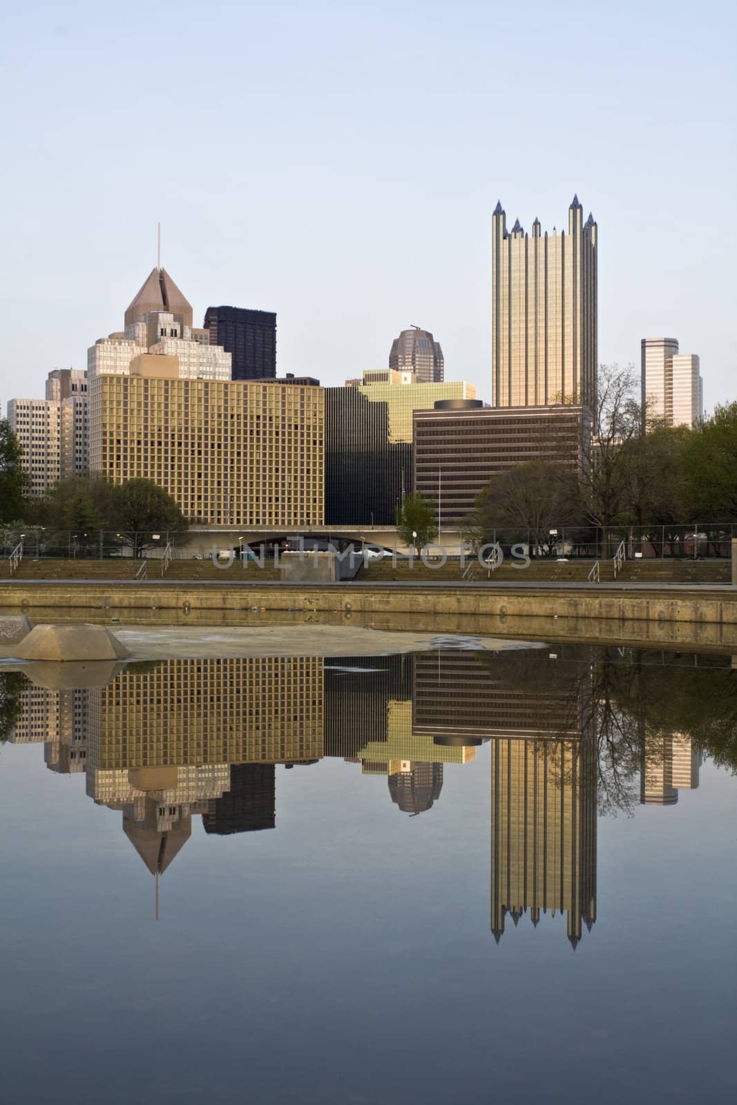 Downtown Pittsburgh reflected by benkrut