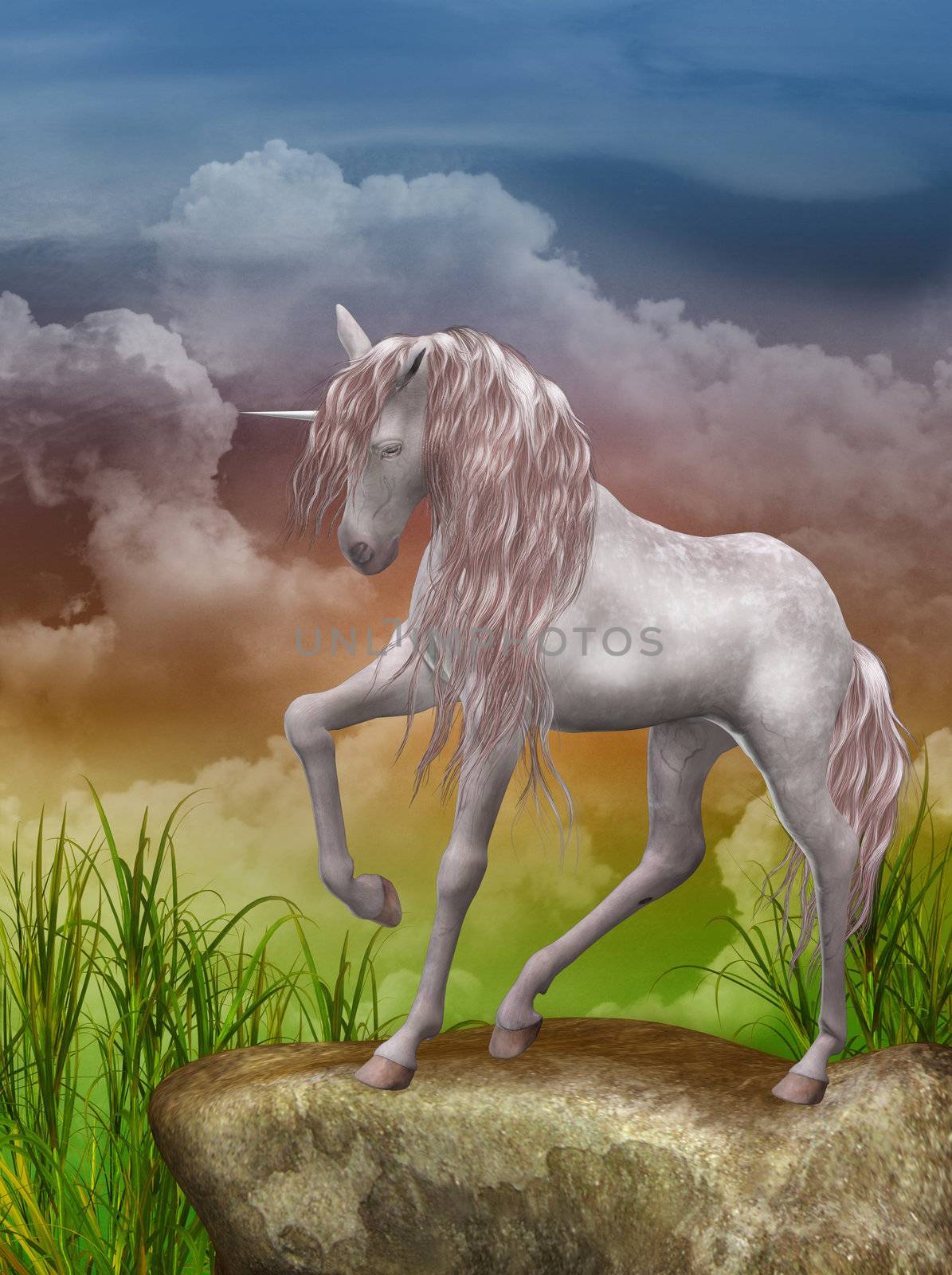 3d render of a beautiful unicorn