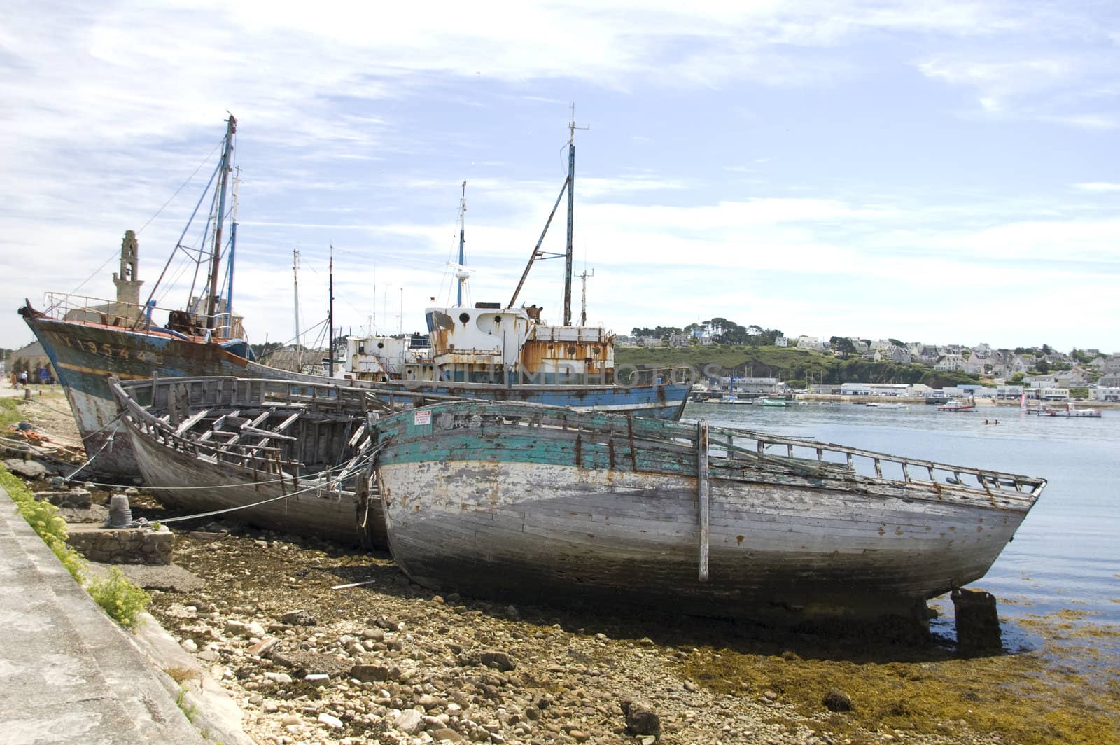 Shipwrecks at the harbor of Camaret-sur-mer in Brittany, France
