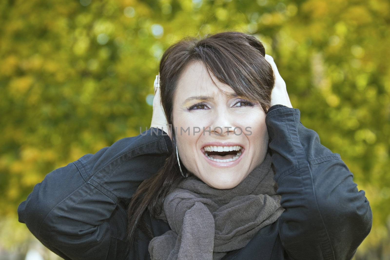 Scream! - girl in colorful park.