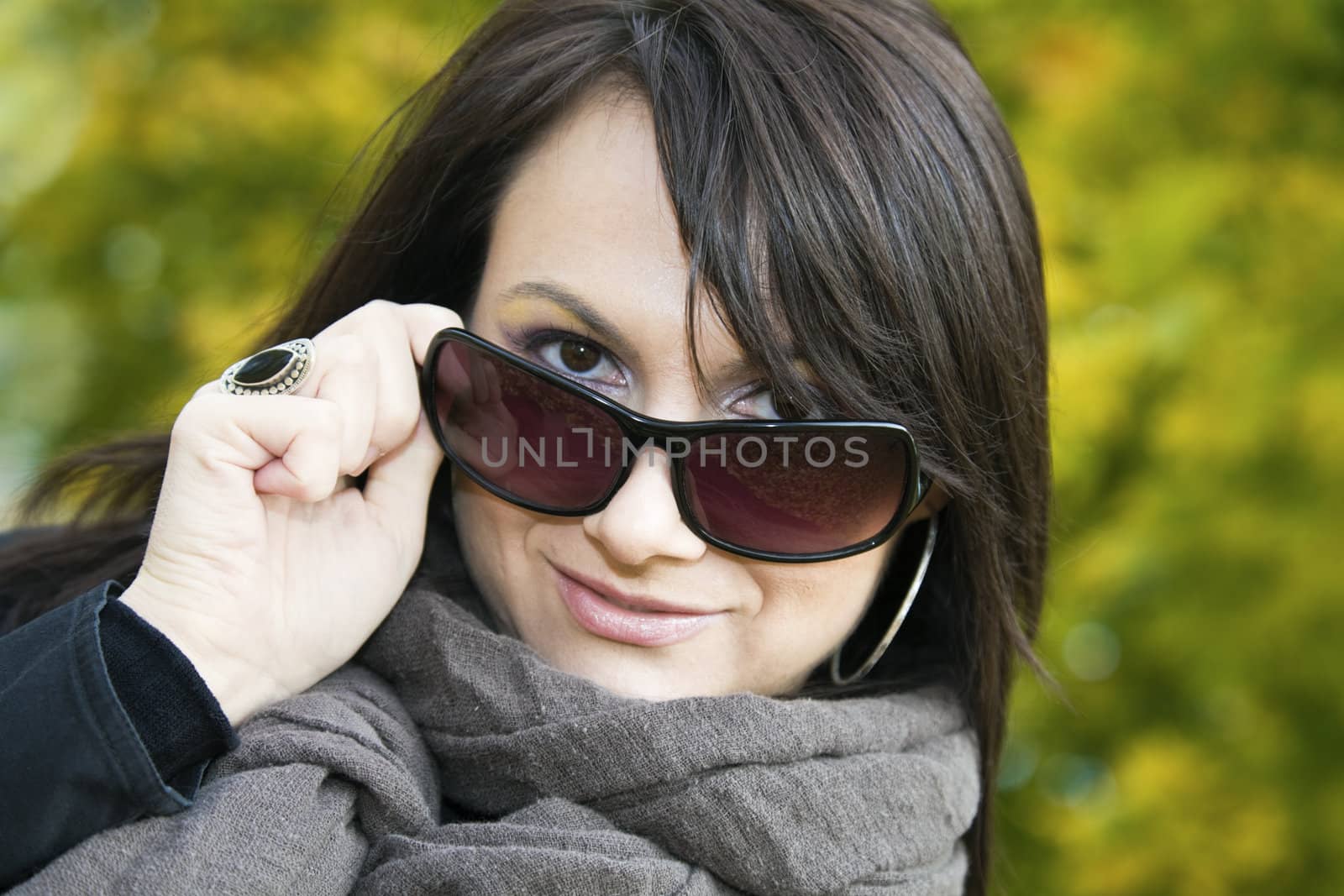 Girl with sunglasses - autumn time.
