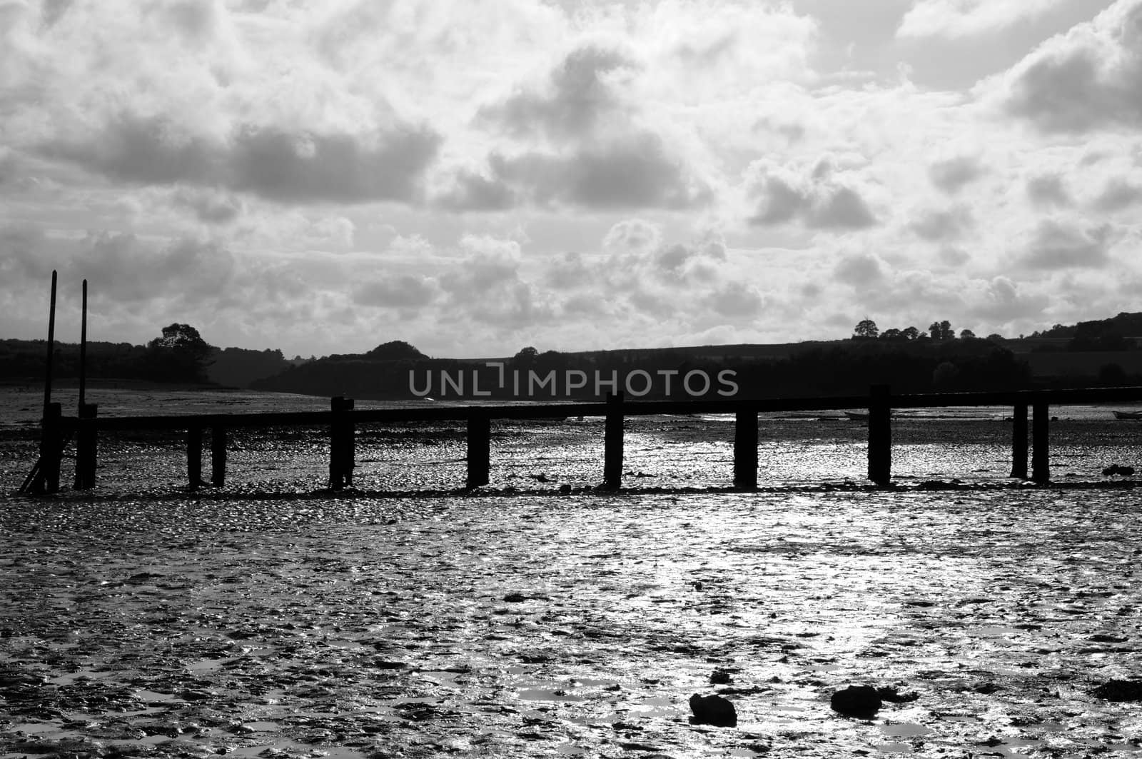 Monochrome shot of Low tide in Brittany, France